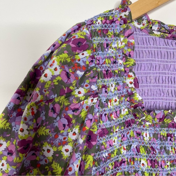 English Factory FLORAL PUFF SLEEVE SMOCKED TOP boho summer vacation event - Picture 5 of 10